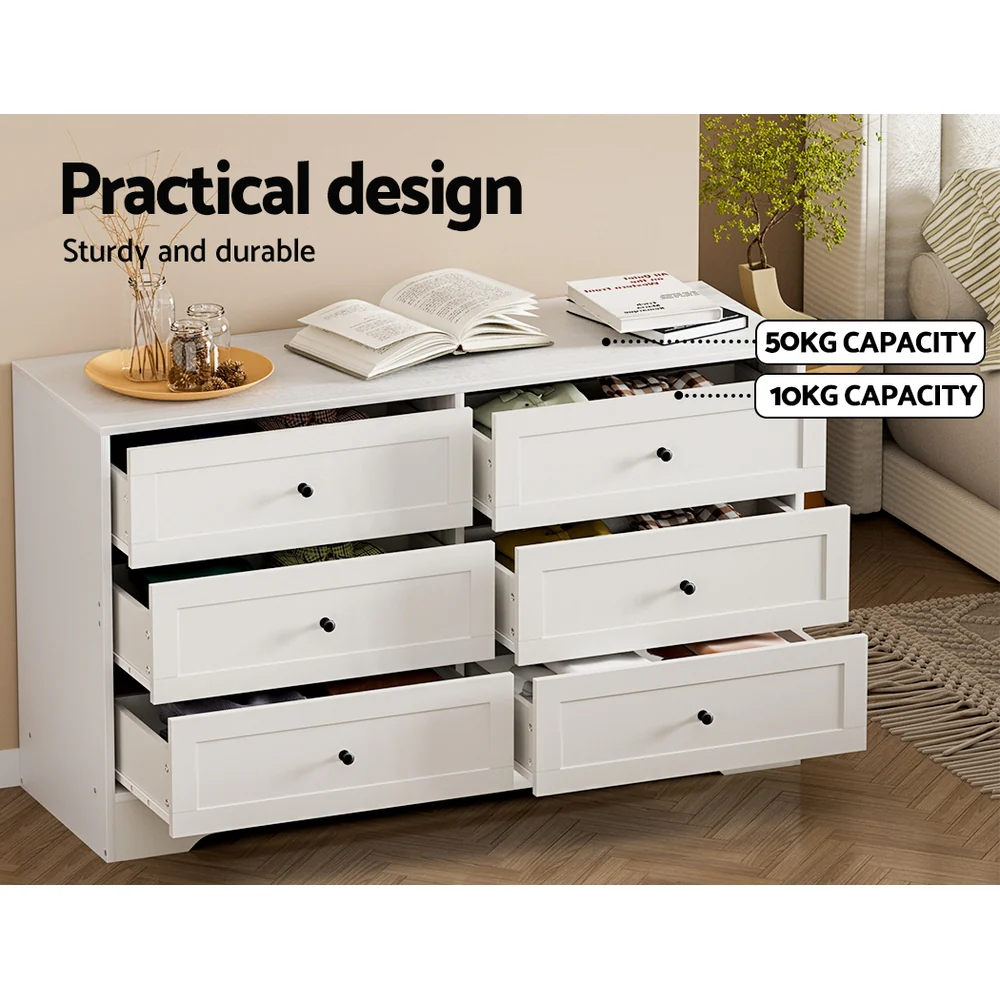 Artiss 6 Chest of Drawers - LEIF White - Image 6