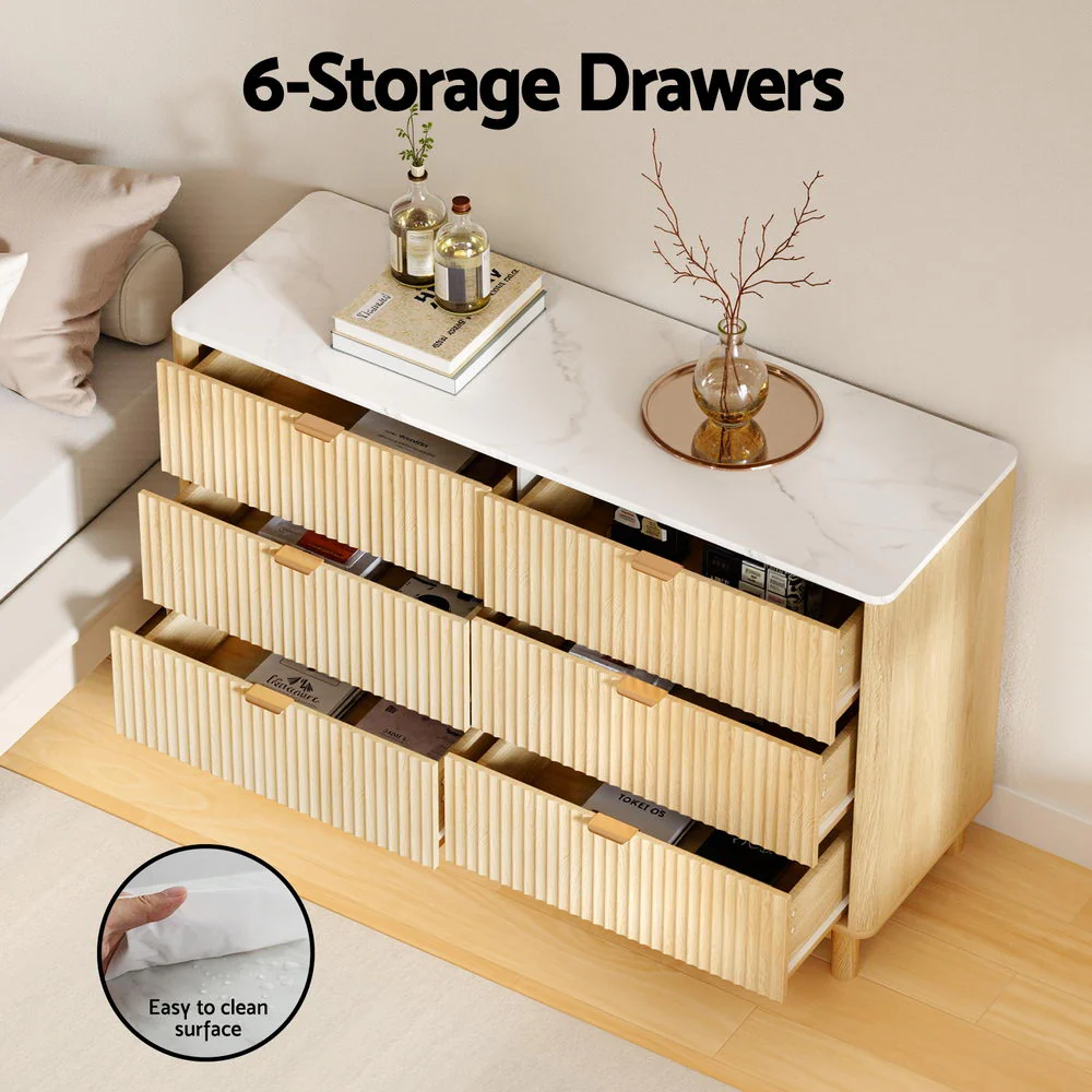 Artiss 6 Chest of Drawers Dresser Table Pine - Image 4