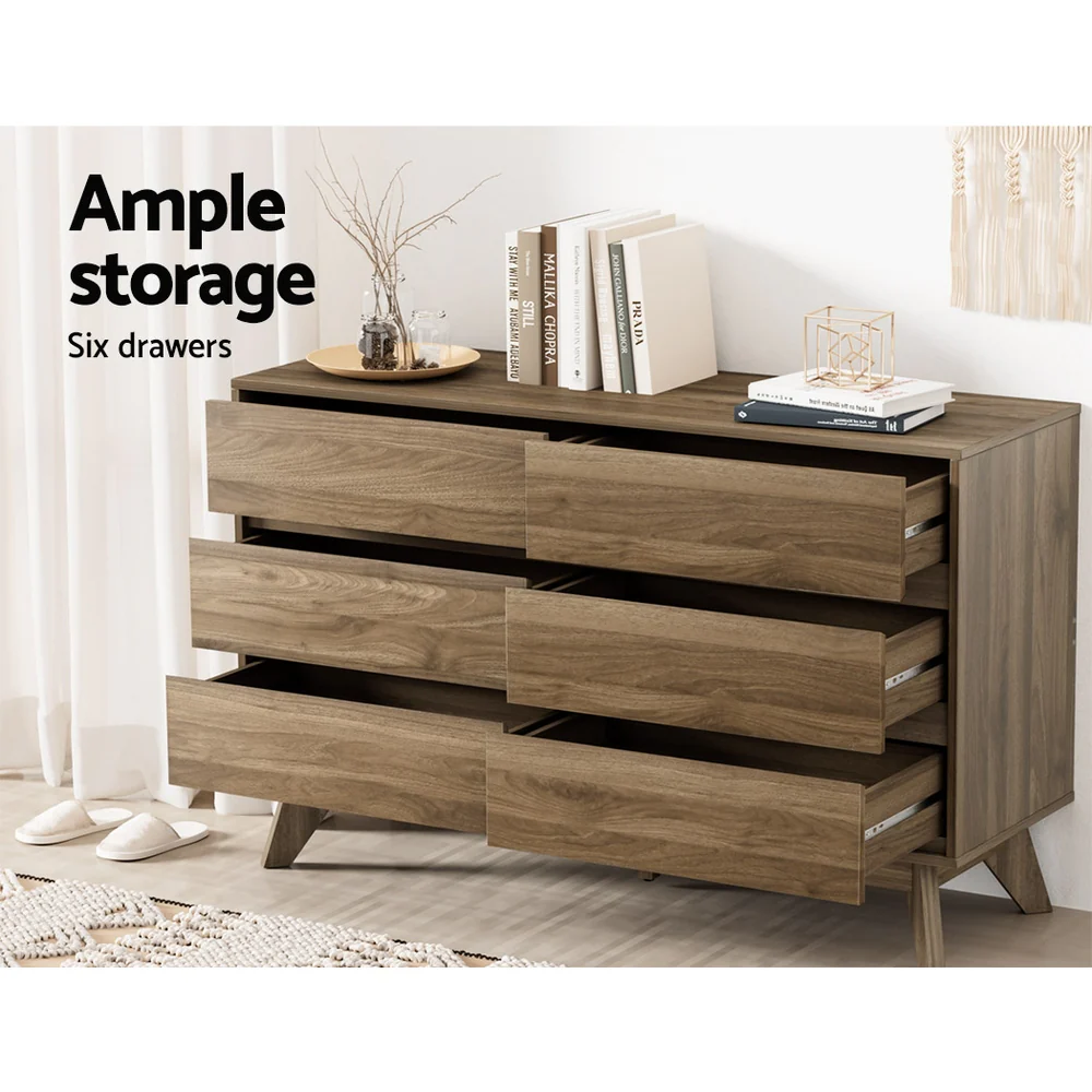 Artiss 6 Chest of Drawers - XAVI Walnut - Image 5