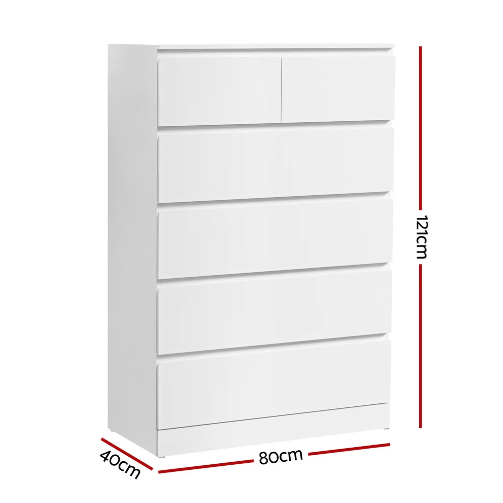 Artiss 6 Chest of Drawers - PEPE White - Image 3