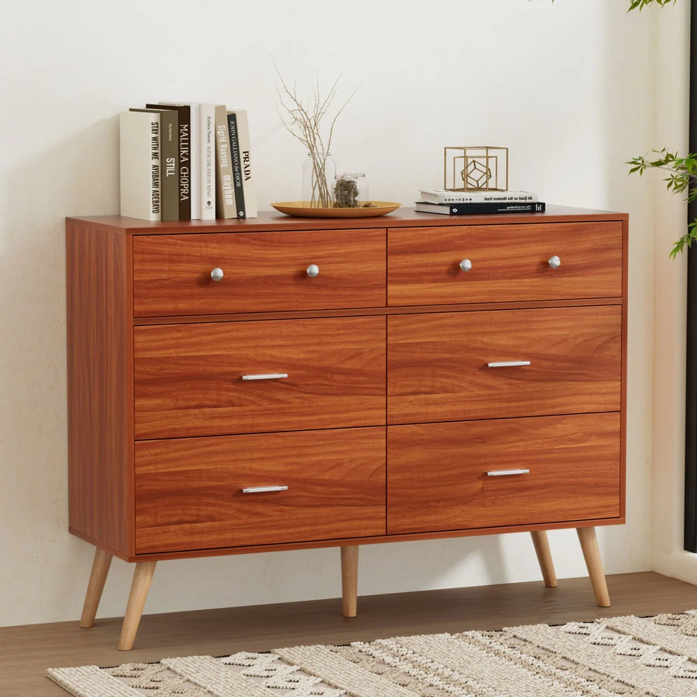 Artiss 6 Chest of Drawers Storage Cabinet Walnut - Image 3