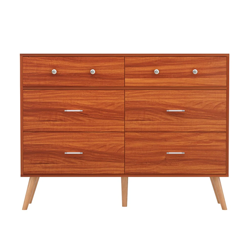 Artiss 6 Chest of Drawers Storage Cabinet Walnut - Image 5