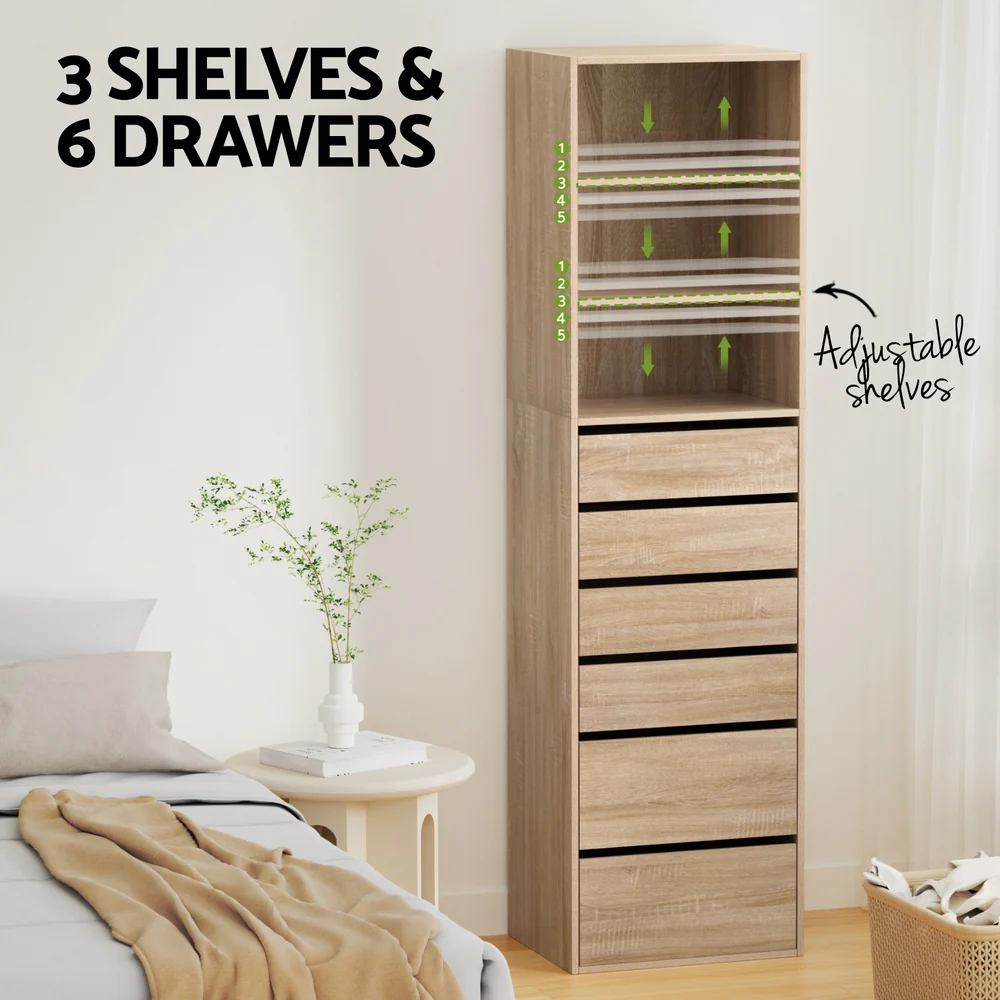 Artiss 6 Chest of Drawers Tallboy Cabinet Pine - Image 4