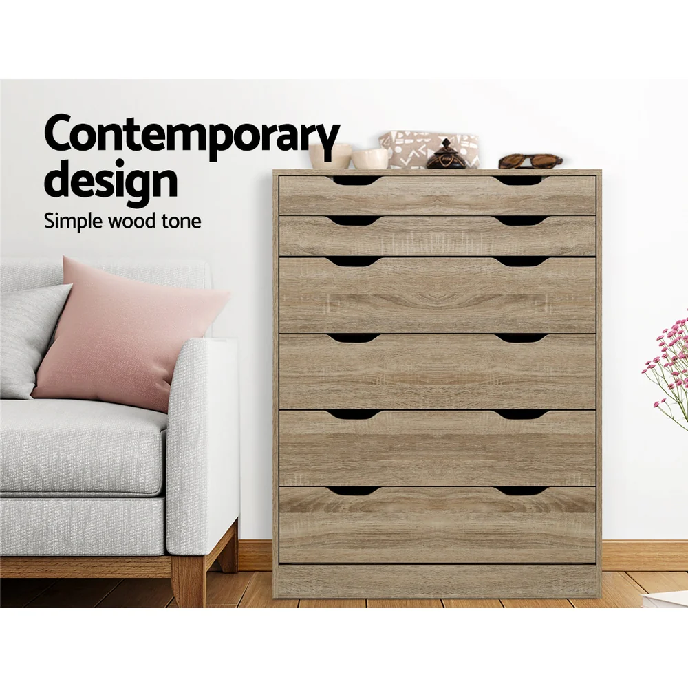 Artiss 6 Chest of Drawers - MYLA Oak - Image 4