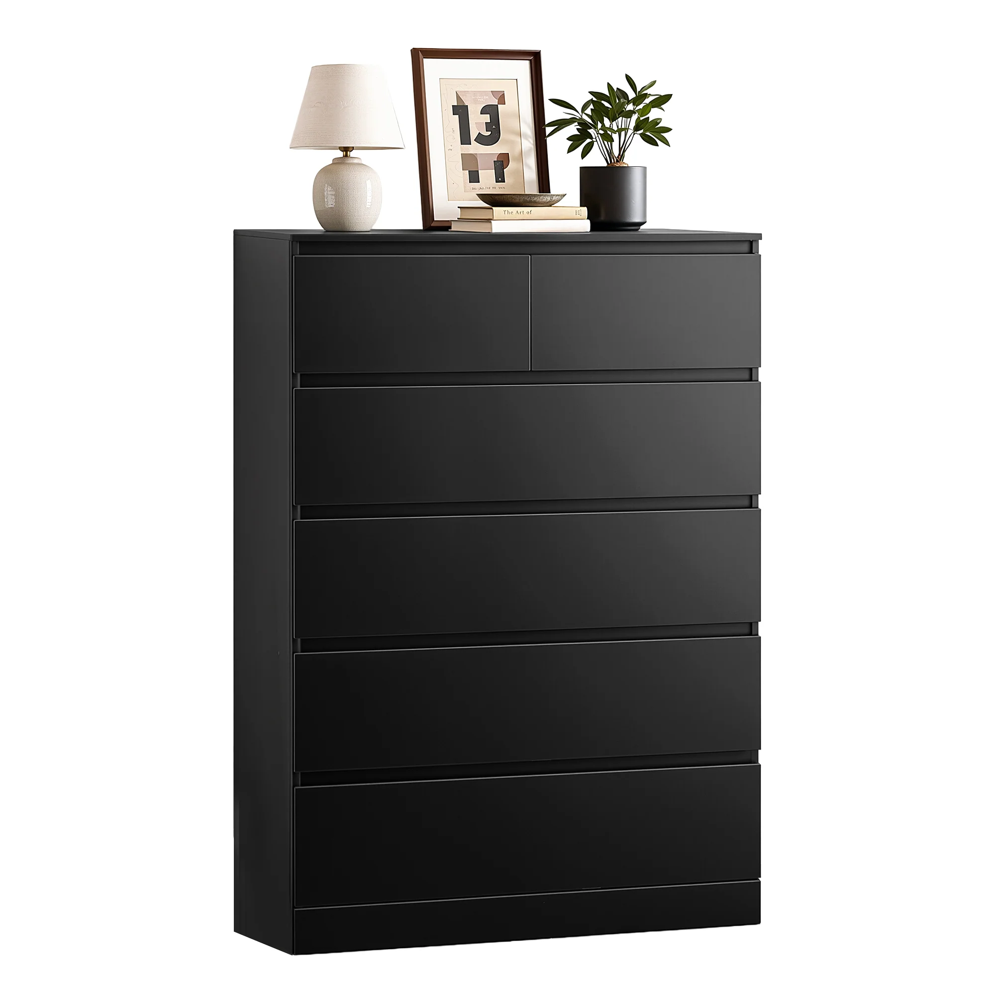 Artiss 6 Chest of Drawers Tallboy PEPE Black - Image 2
