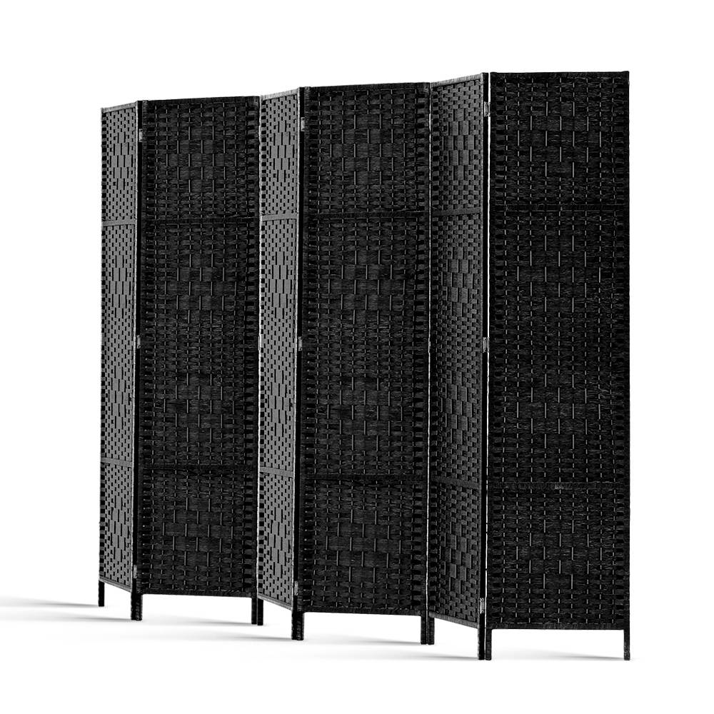 Artiss 6 Panel Room Divider Screen 245x170cm Woven Black - Image 3