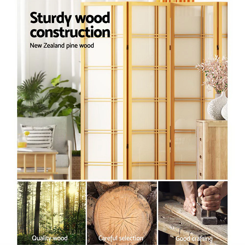 Artiss 6 Panel Room Divider Screen 265x179cm Nova Natural - Image 6