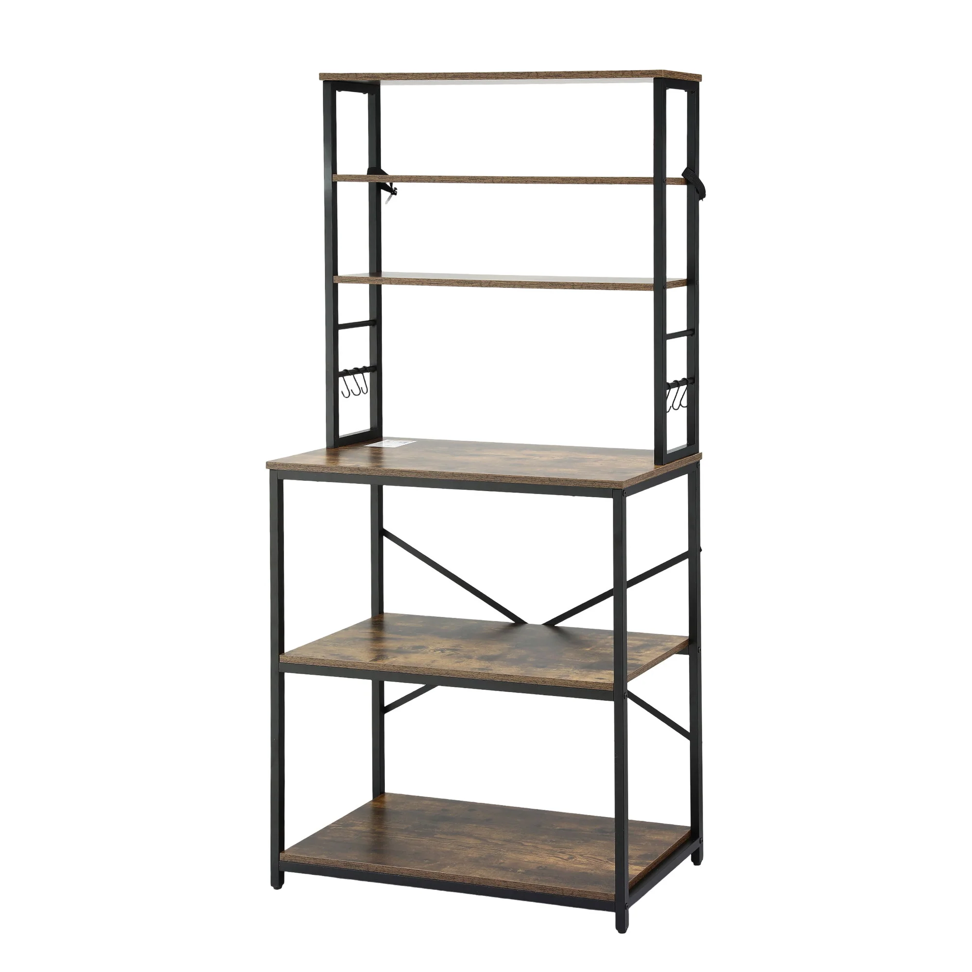 Artiss 6-Tier Kitchen Rack with 6 Hooks Microwave Storage Shelf 80cm x 167cm - Image 2