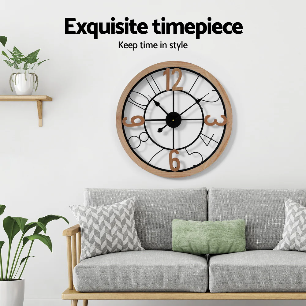 Artiss 60CM Wall Clock Wooden - Image 5