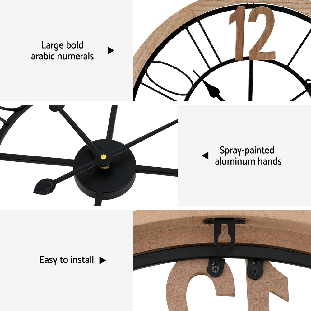 Artiss 60CM Wall Clock Wooden - Image 7