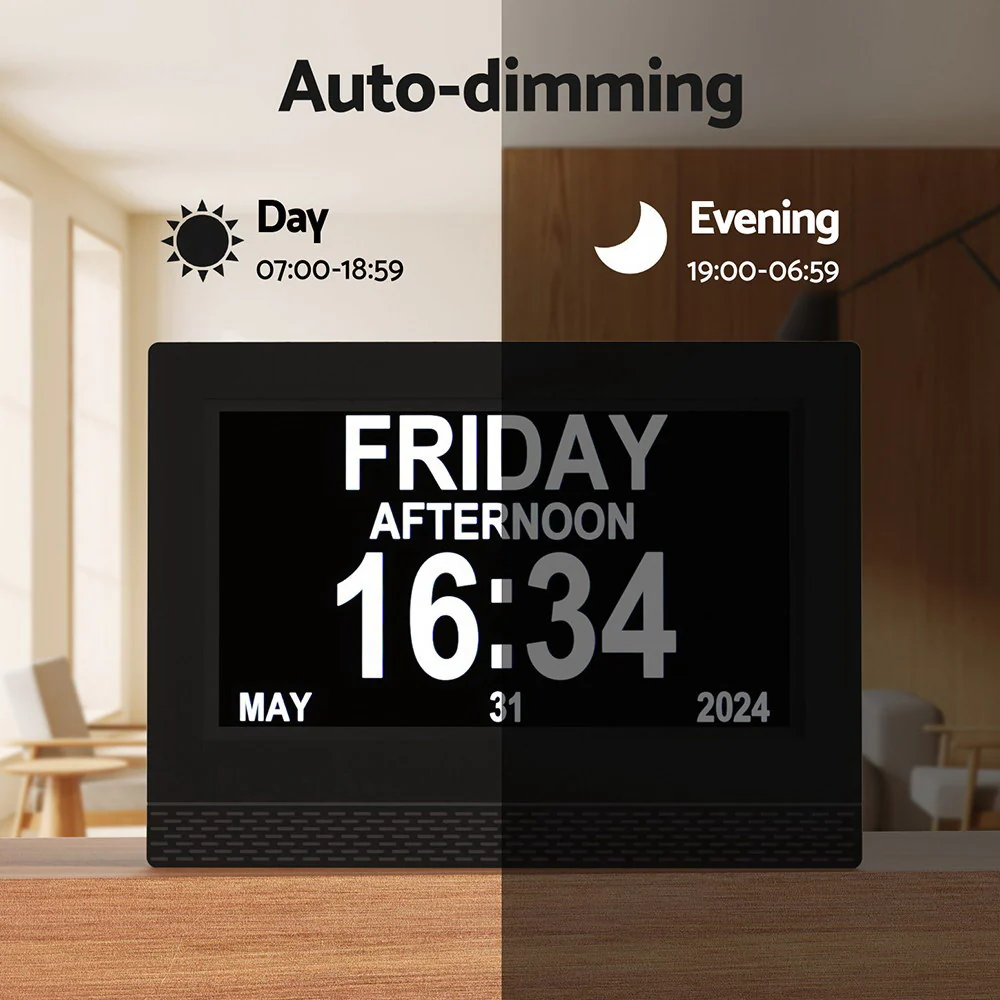 Artiss 7 Digital Day Clock Calendar Alarm Black - Image 6