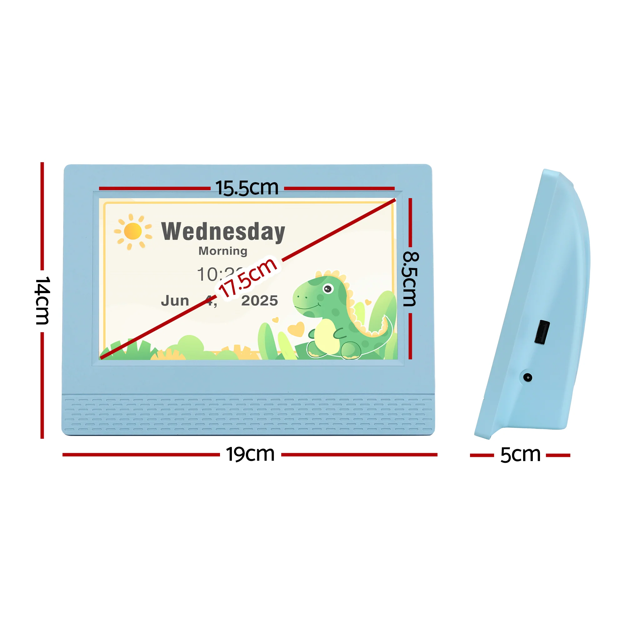 Artiss 7 Digital Day Clock Calendar Alarm LCD Children Sleep Trainer Clocks Blue - Image 2
