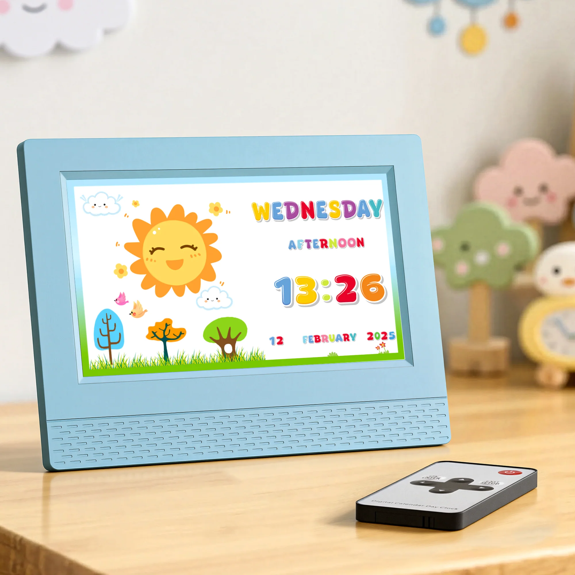 Artiss 7 Digital Day Clock Calendar Alarm LCD Children Sleep Trainer Clocks Blue - Image 7