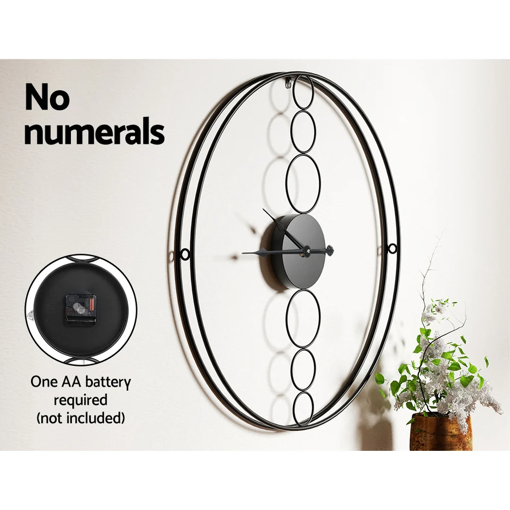 Artiss 75cm Wall Clock Large No Numeral Round Black - Image 4