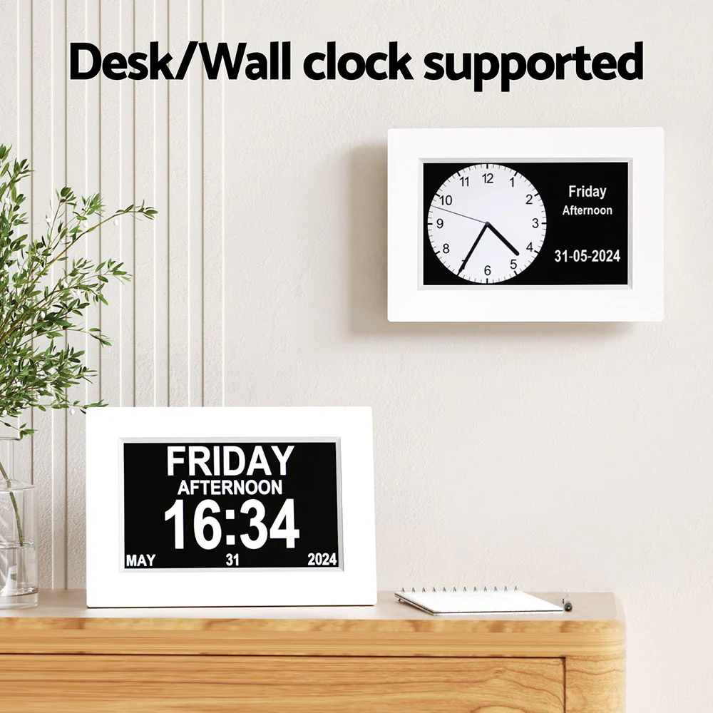 Artiss 8 Digital Day Clock Calendar Alarm White - Image 5