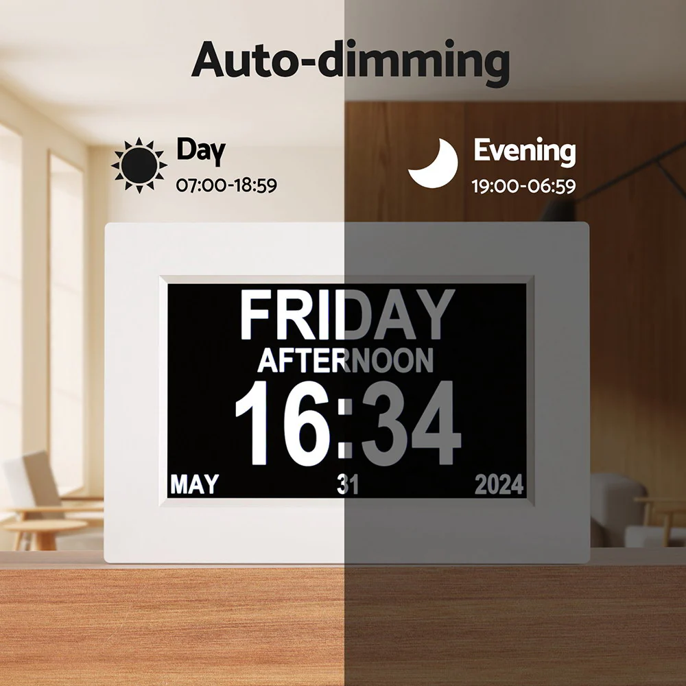 Artiss 8 Digital Day Clock Calendar Alarm White - Image 6