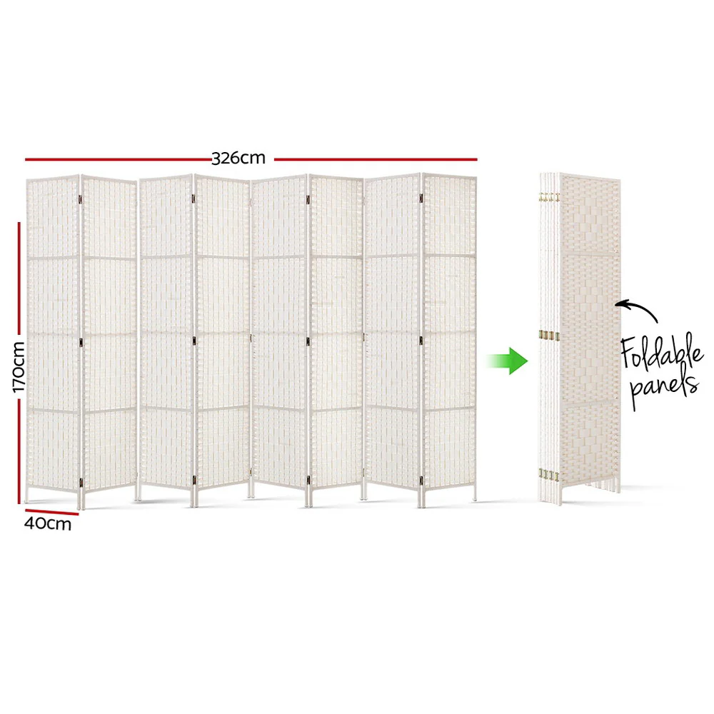 Artiss 8 Panel Room Divider Screen 326x170cm Woven White - Image 7