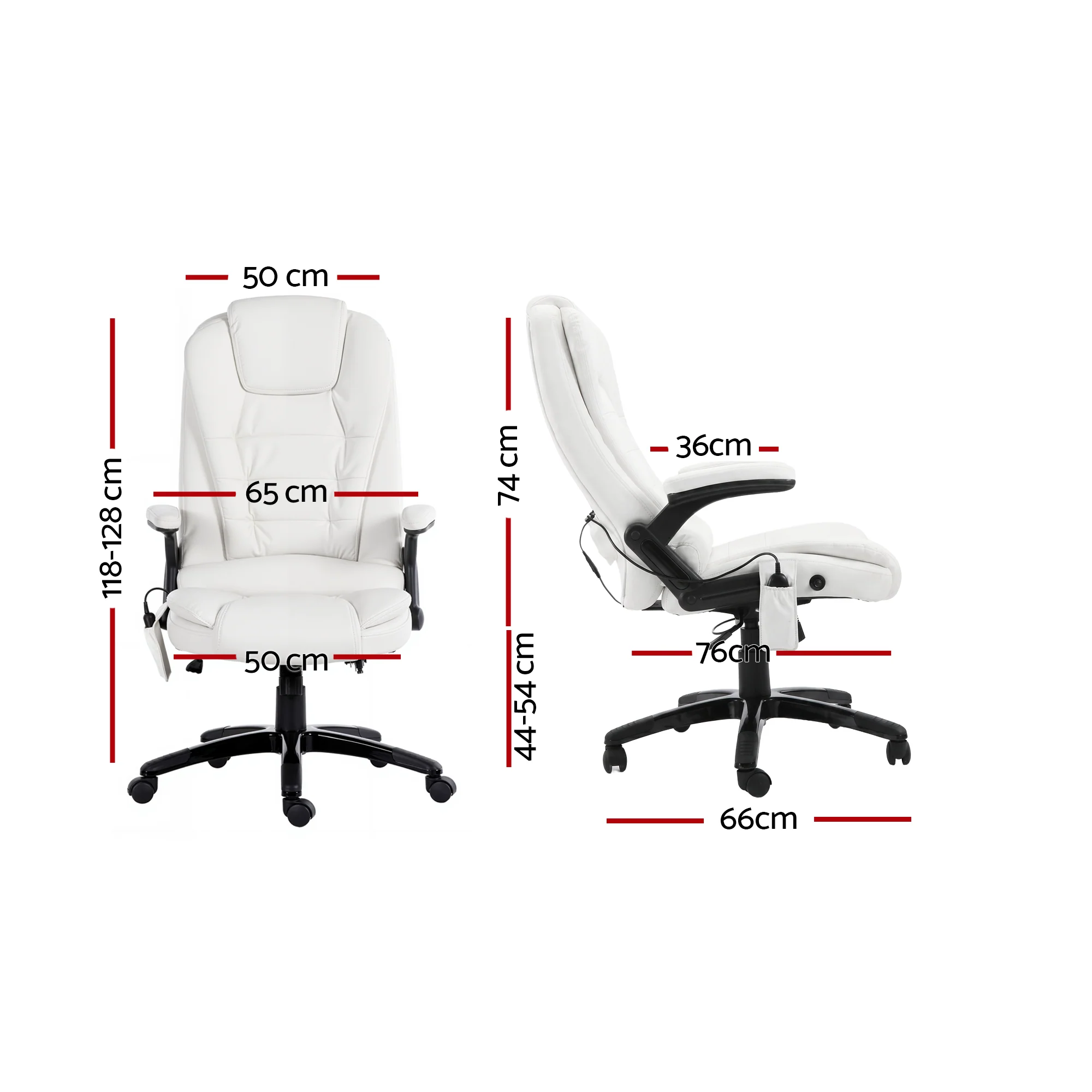 Artiss 8 Point Massage Office Chair Heated Seat Recliner PU White - Image 3