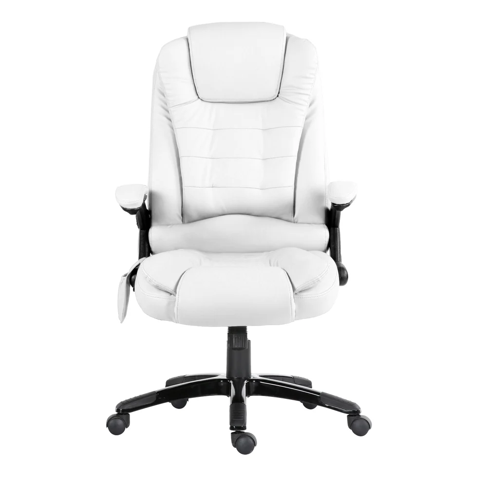 Artiss 8 Point Massage Office Chair Heated Seat Recliner PU White - Image 4
