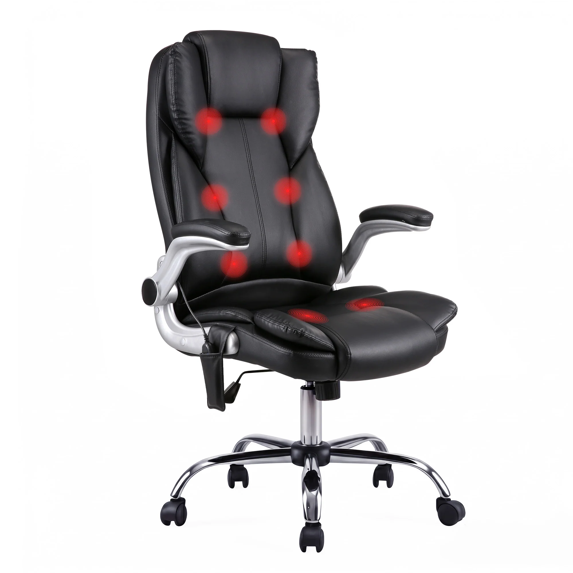 Artiss 8 Point Massage Office Chair PU Leather Black - Image 2