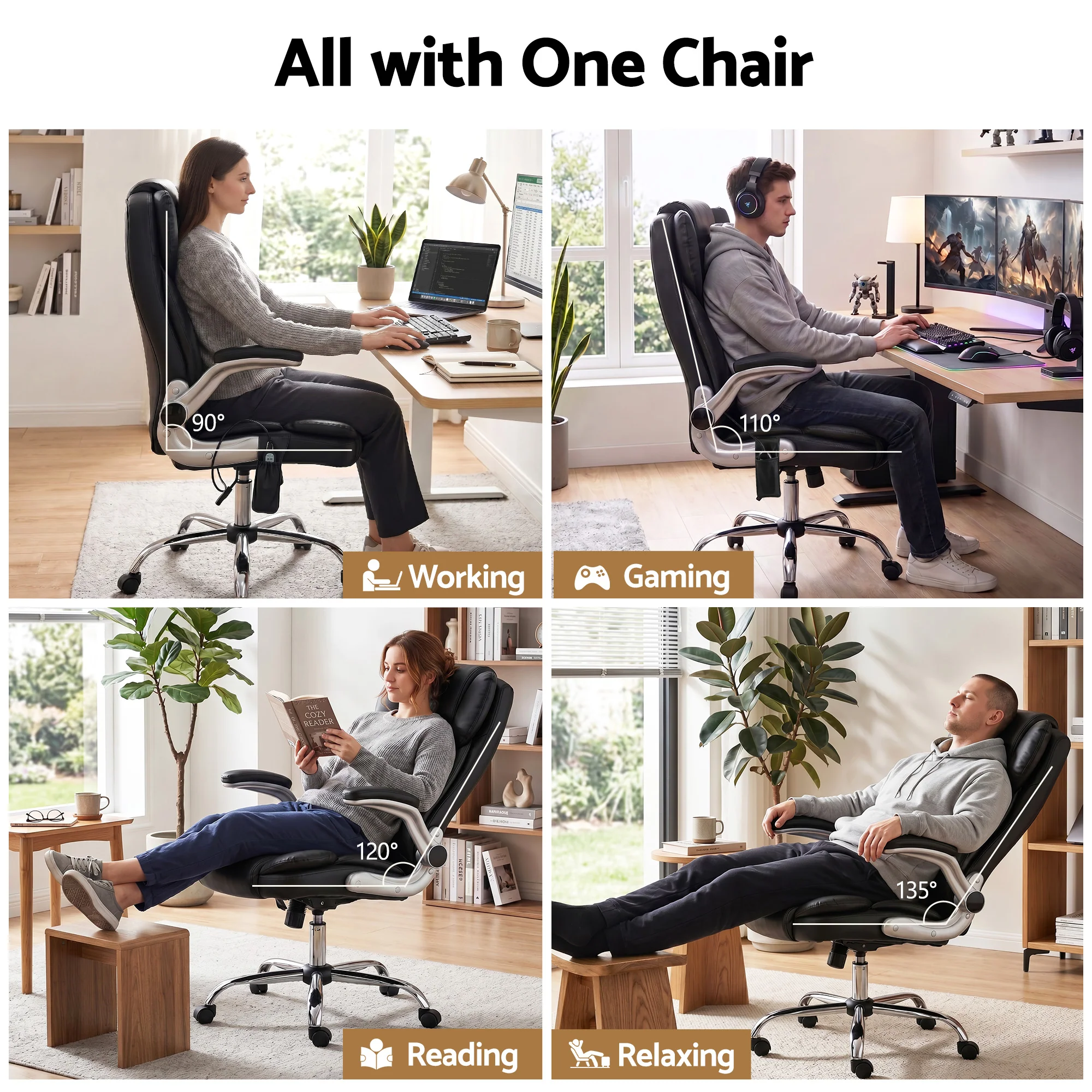 Artiss 8 Point Massage Office Chair PU Leather Black - Image 7