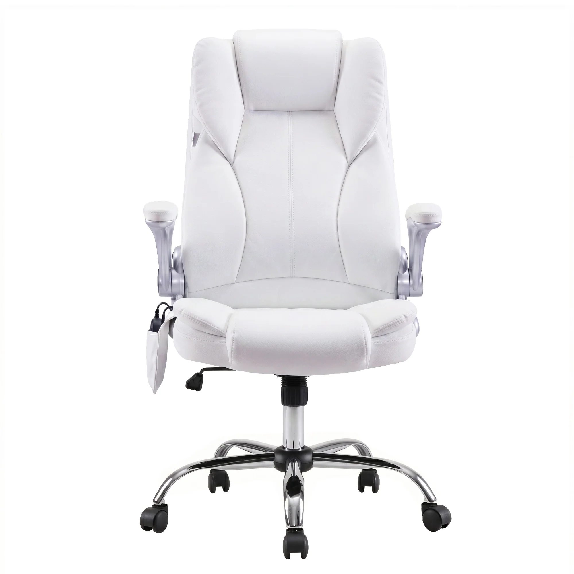 Artiss 8 Point Massage Office Chair PU Leather White - Image 4