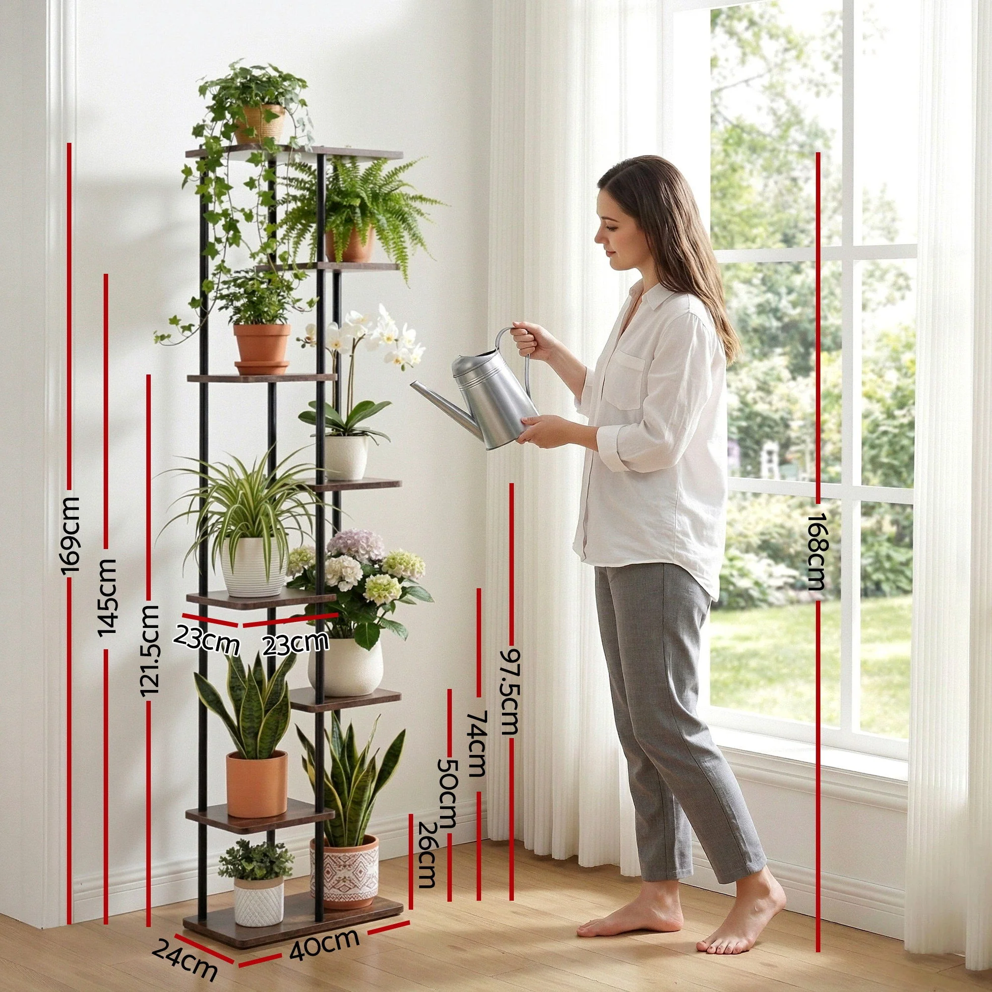 Artiss 8 Tiers Plant Stand Metal Flower Pots Shelf Indoor Outdoor Garden Home - Image 2