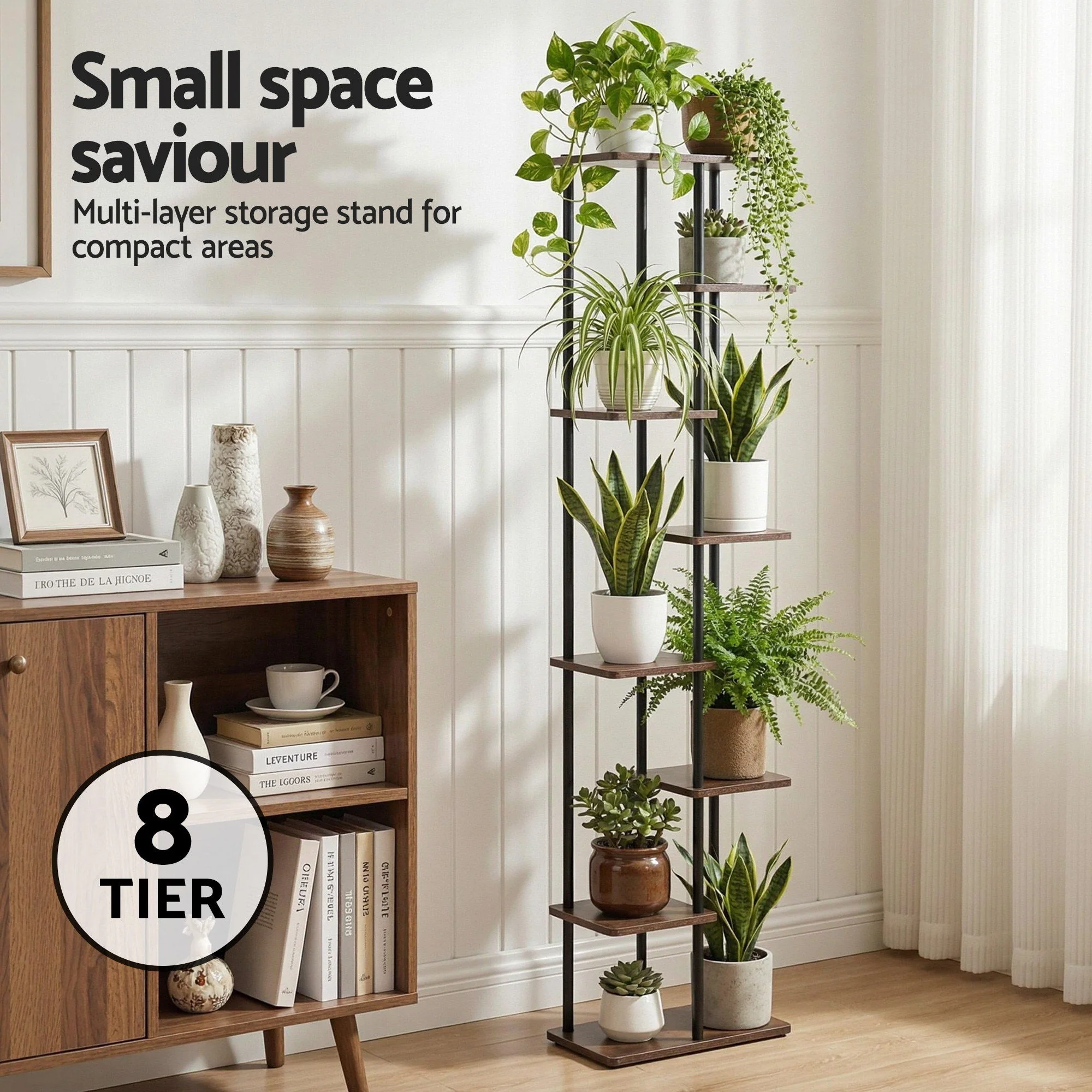 Artiss 8 Tiers Plant Stand Metal Flower Pots Shelf Indoor Outdoor Garden Home - Image 4