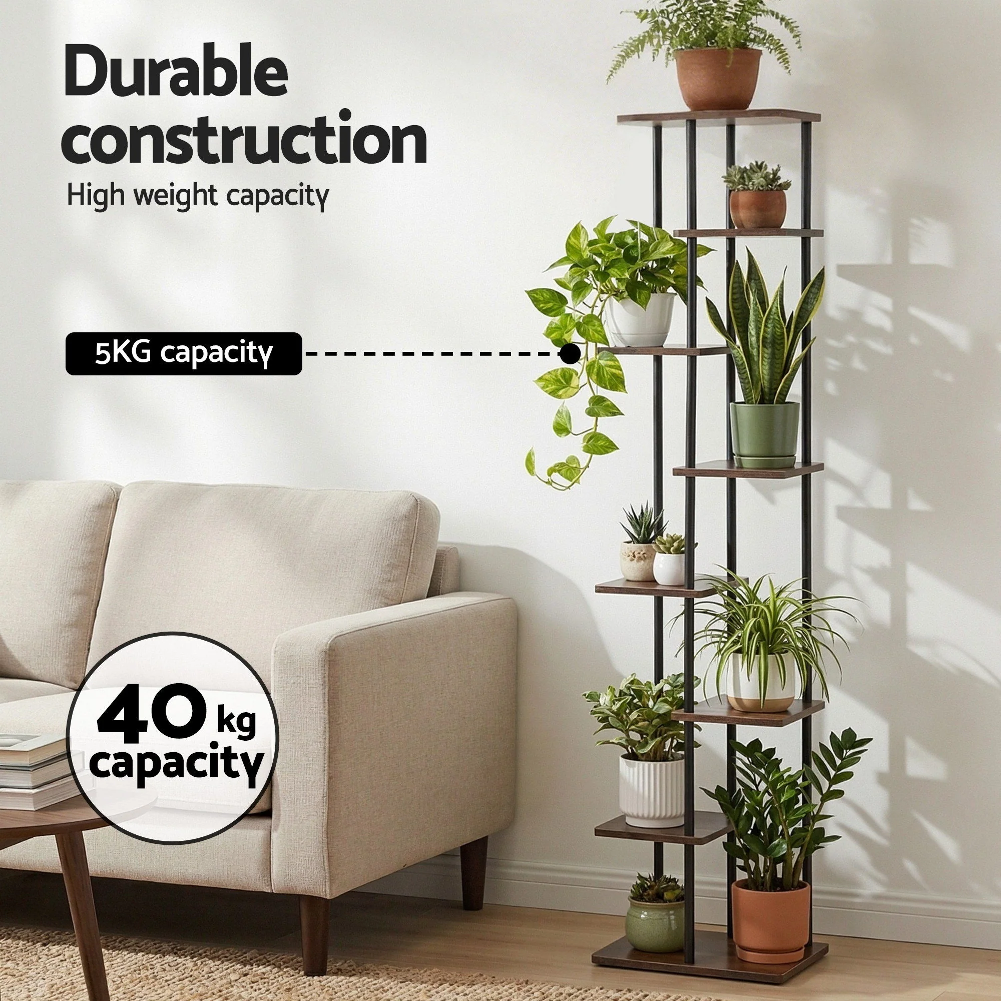 Artiss 8 Tiers Plant Stand Metal Flower Pots Shelf Indoor Outdoor Garden Home - Image 5