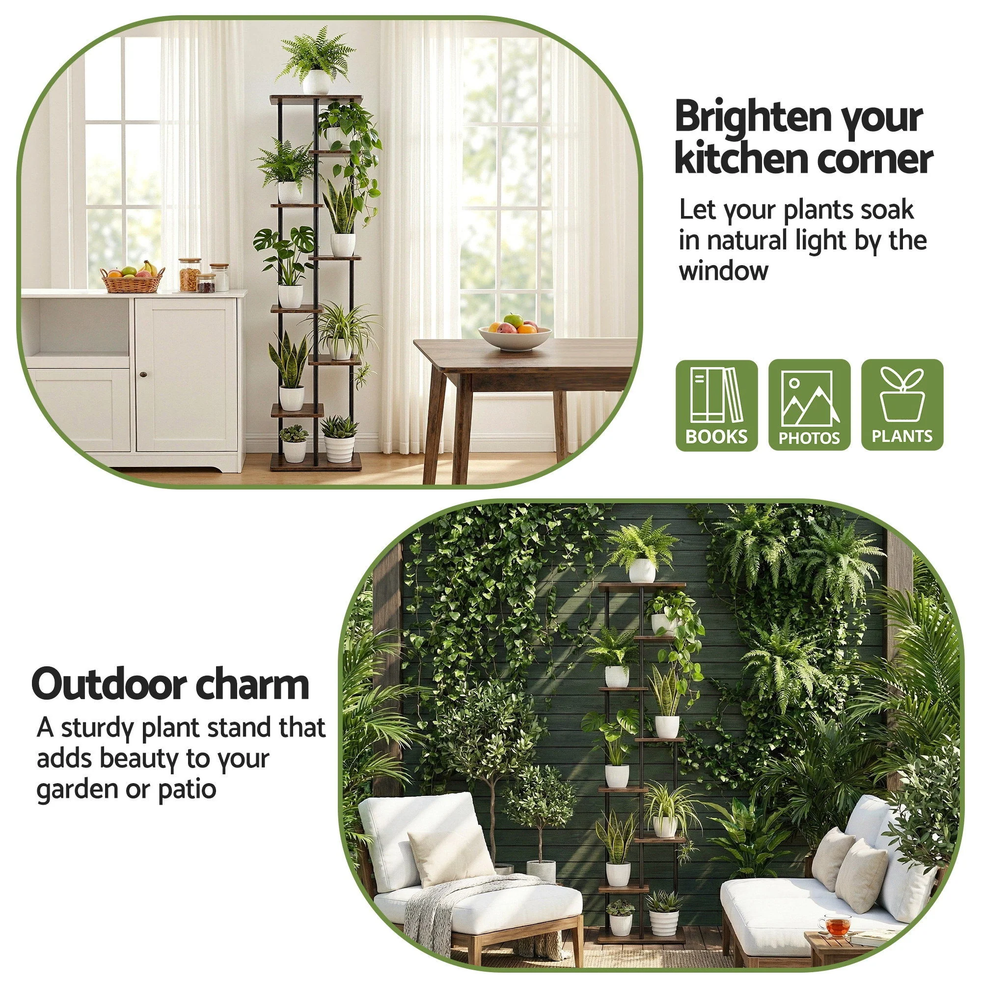 Artiss 8 Tiers Plant Stand Metal Flower Pots Shelf Indoor Outdoor Garden Home - Image 6