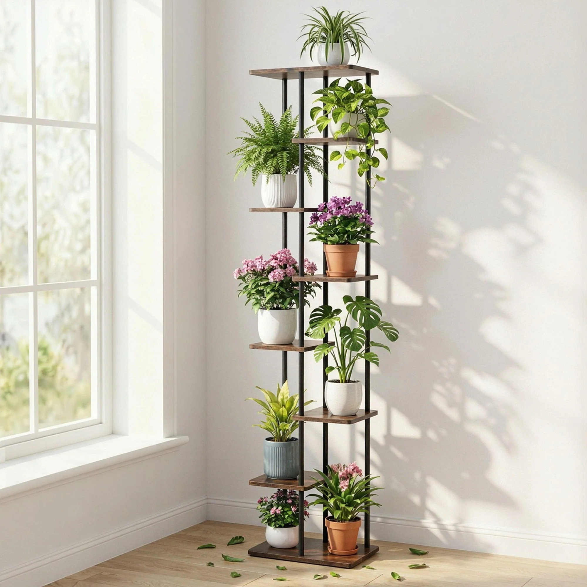 Artiss 8 Tiers Plant Stand Metal Flower Pots Shelf Indoor Outdoor Garden Home - Image 7
