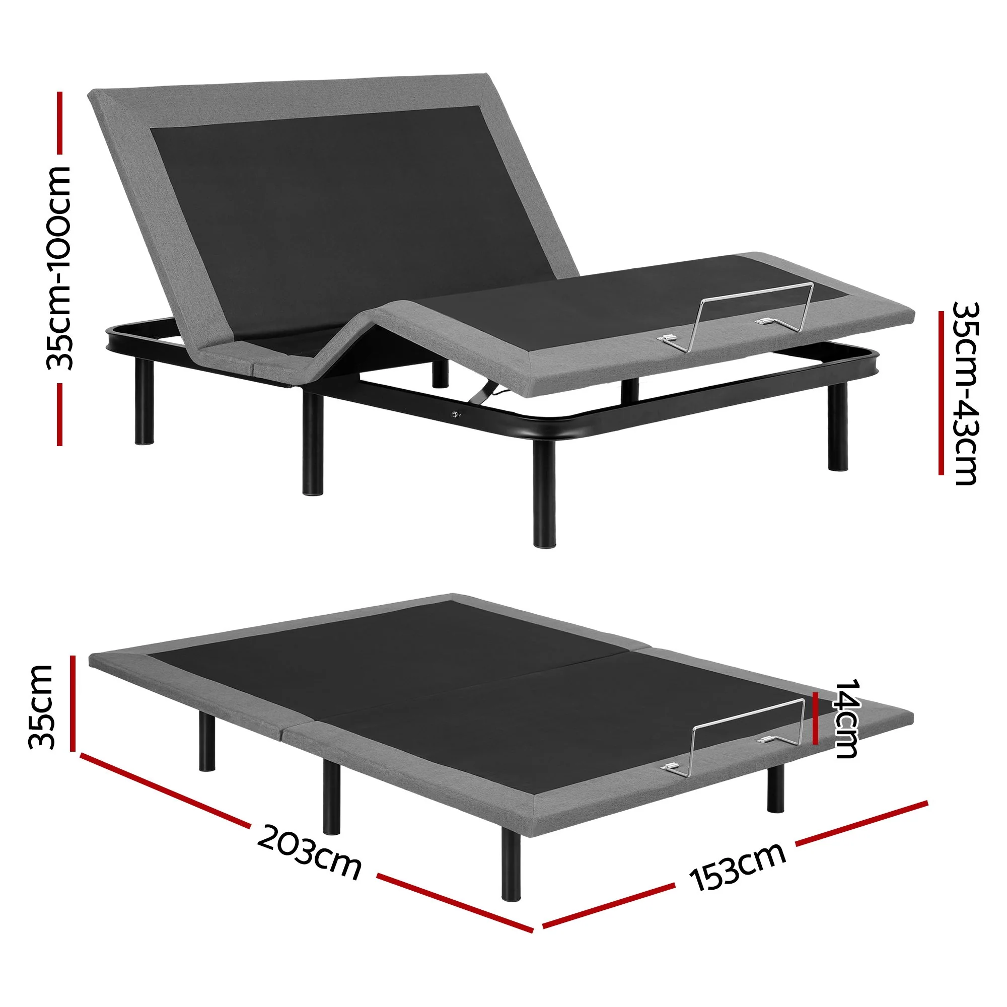Artiss Adjustable Bed Frame Queen Electric Bed Base with Remote - Image 3