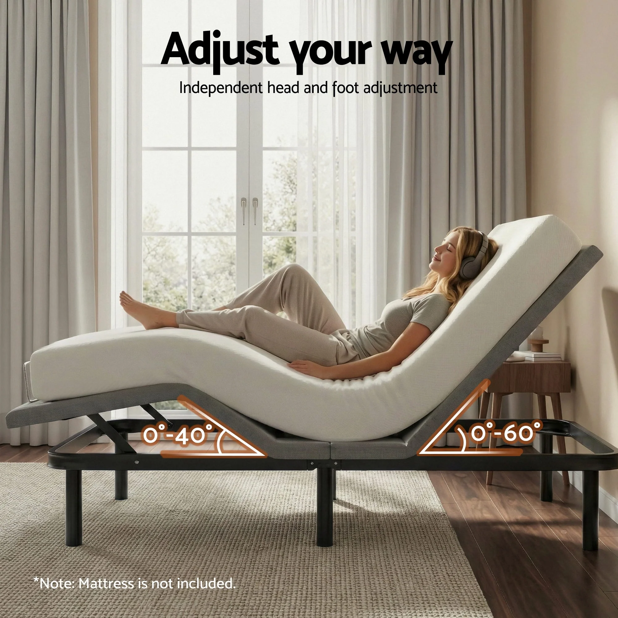 Artiss Adjustable Bed Frame Queen Electric Bed Base with Remote - Image 5