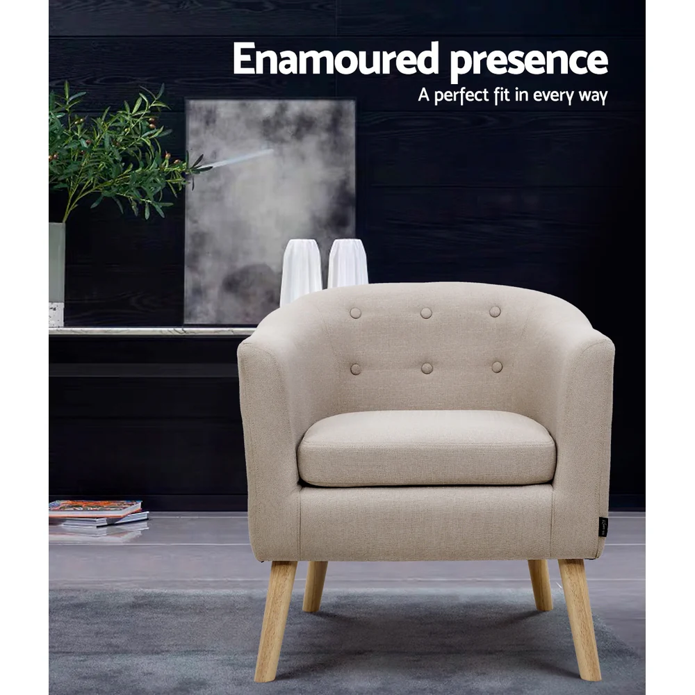 Artiss Adora Armchair - Beige - Image 3