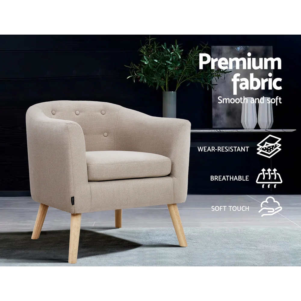 Artiss Adora Armchair - Beige - Image 4