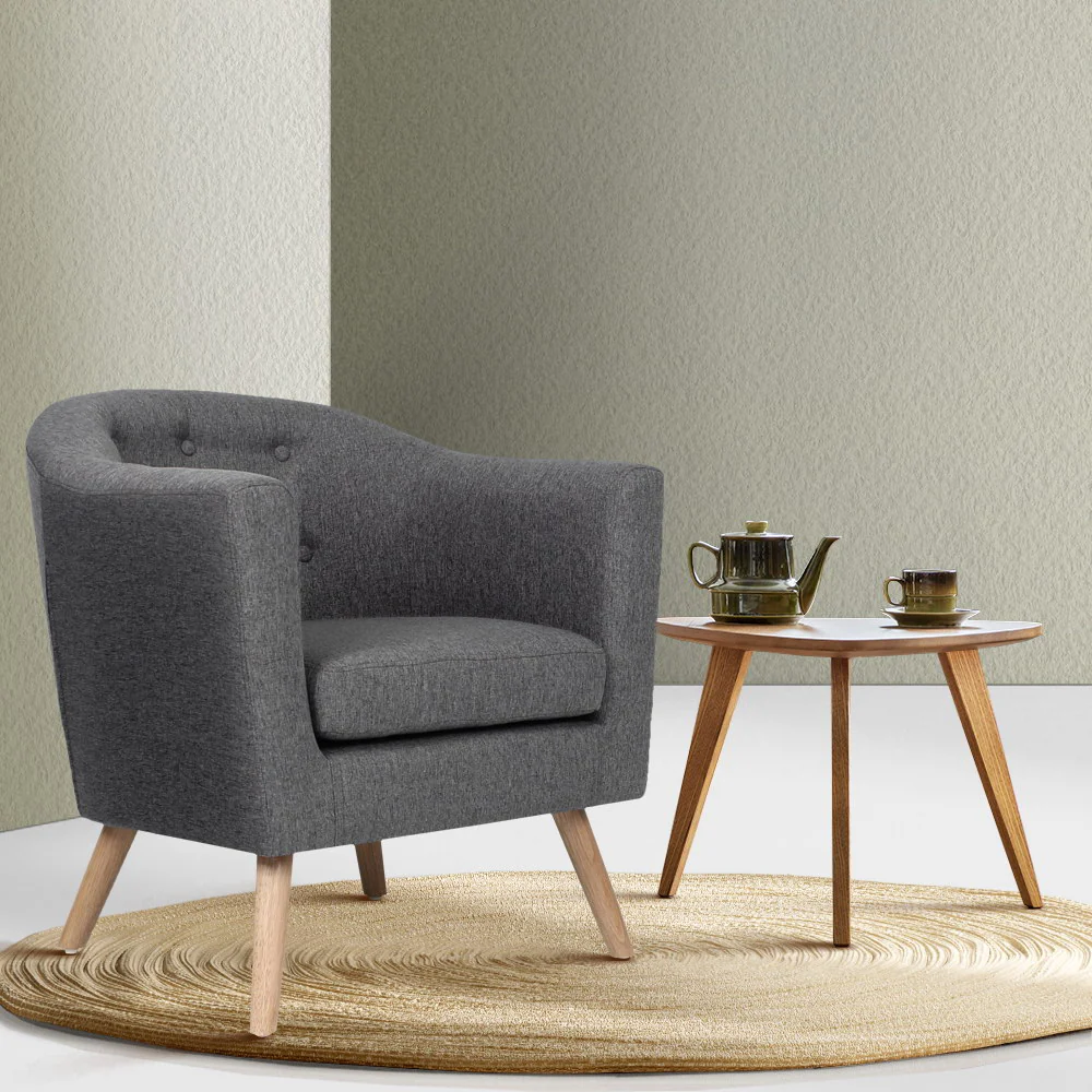 Artiss Armchair Tub Chair Grey Adora - Image 2