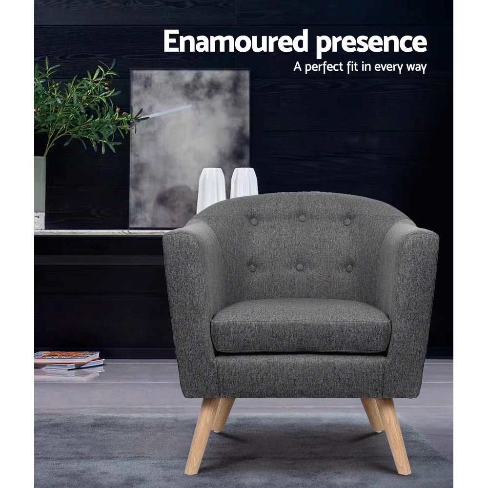 Artiss Armchair Tub Chair Grey Adora - Image 3