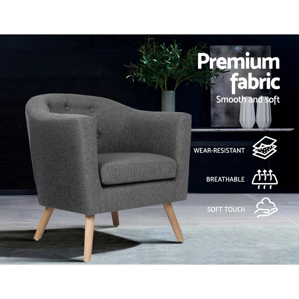 Artiss Armchair Tub Chair Grey Adora - Image 4