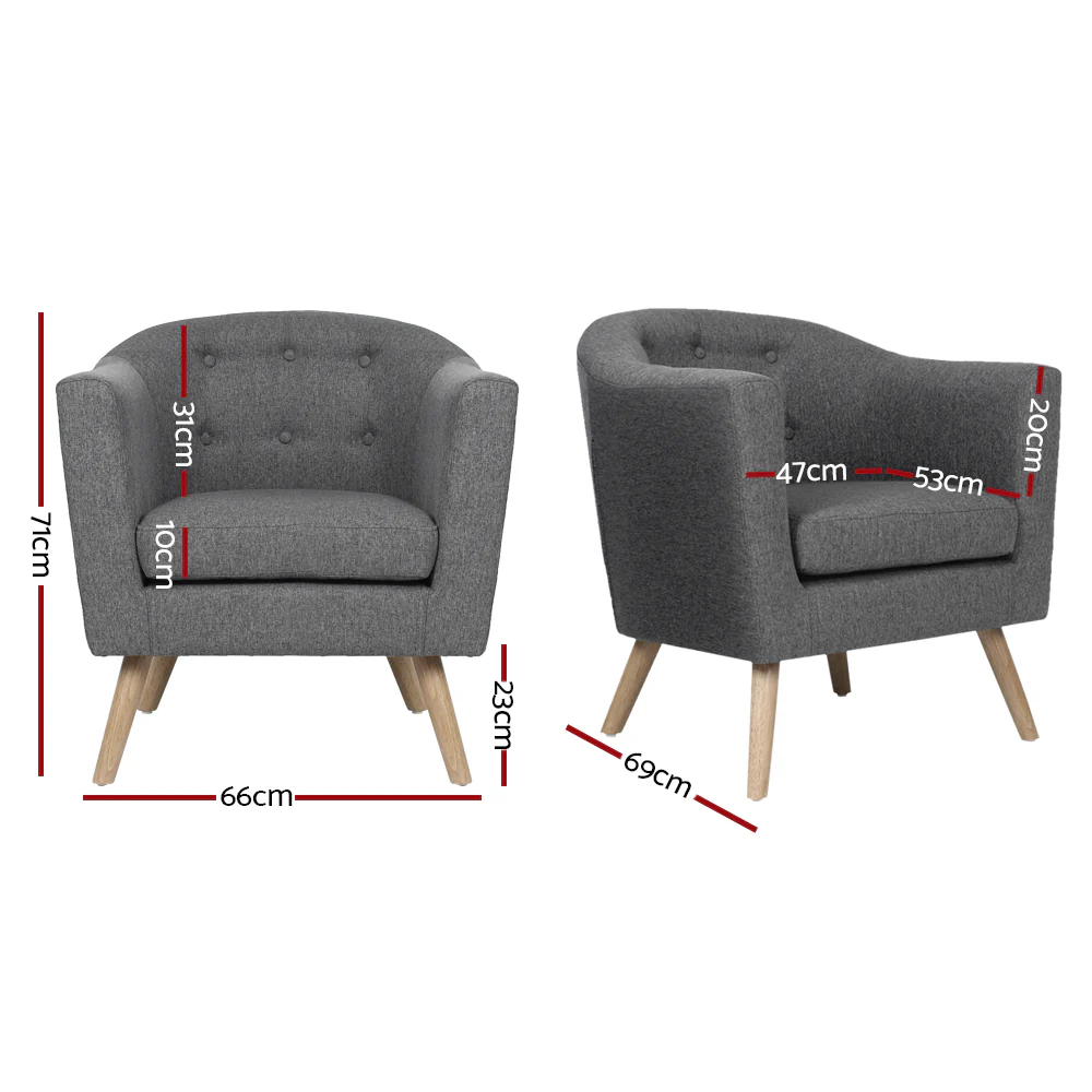 Artiss Armchair Tub Chair Grey Adora - Image 8