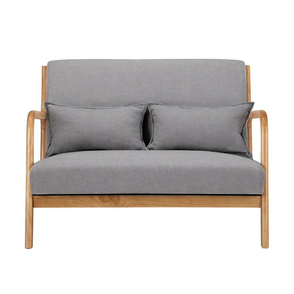 Artiss Armchair 2-seater Loveseat Fabric Grey - Image 3