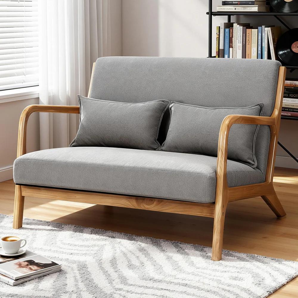 Artiss Armchair 2-seater Loveseat Fabric Grey - Image 7
