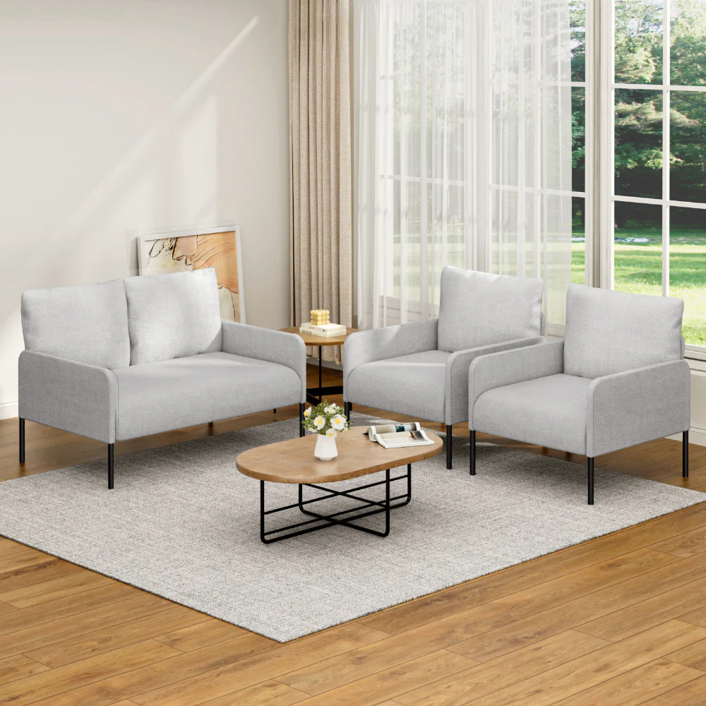 Artiss Armchair 4 Seater Sofa Set Pillow Gery Kane - Image 7