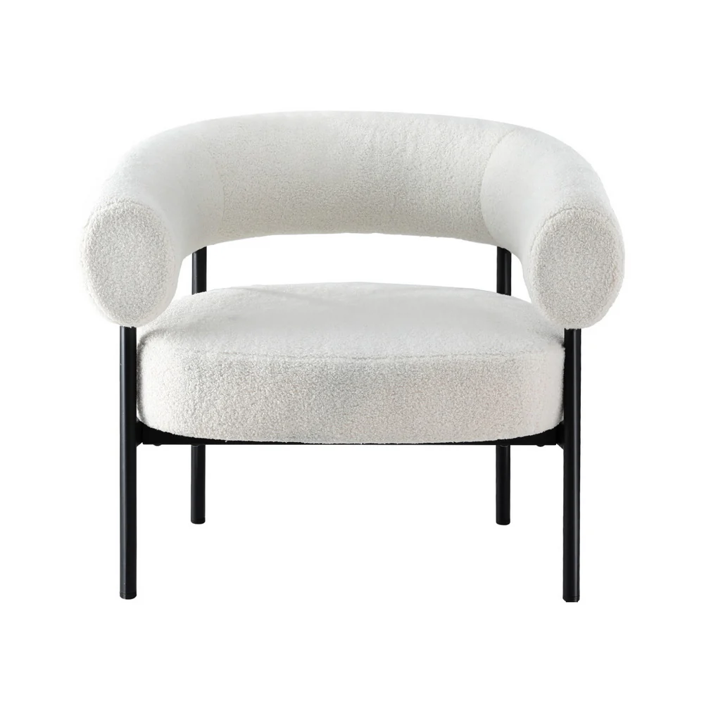 Artiss Armchair Accent Chair Curved Boucle White - Image 4