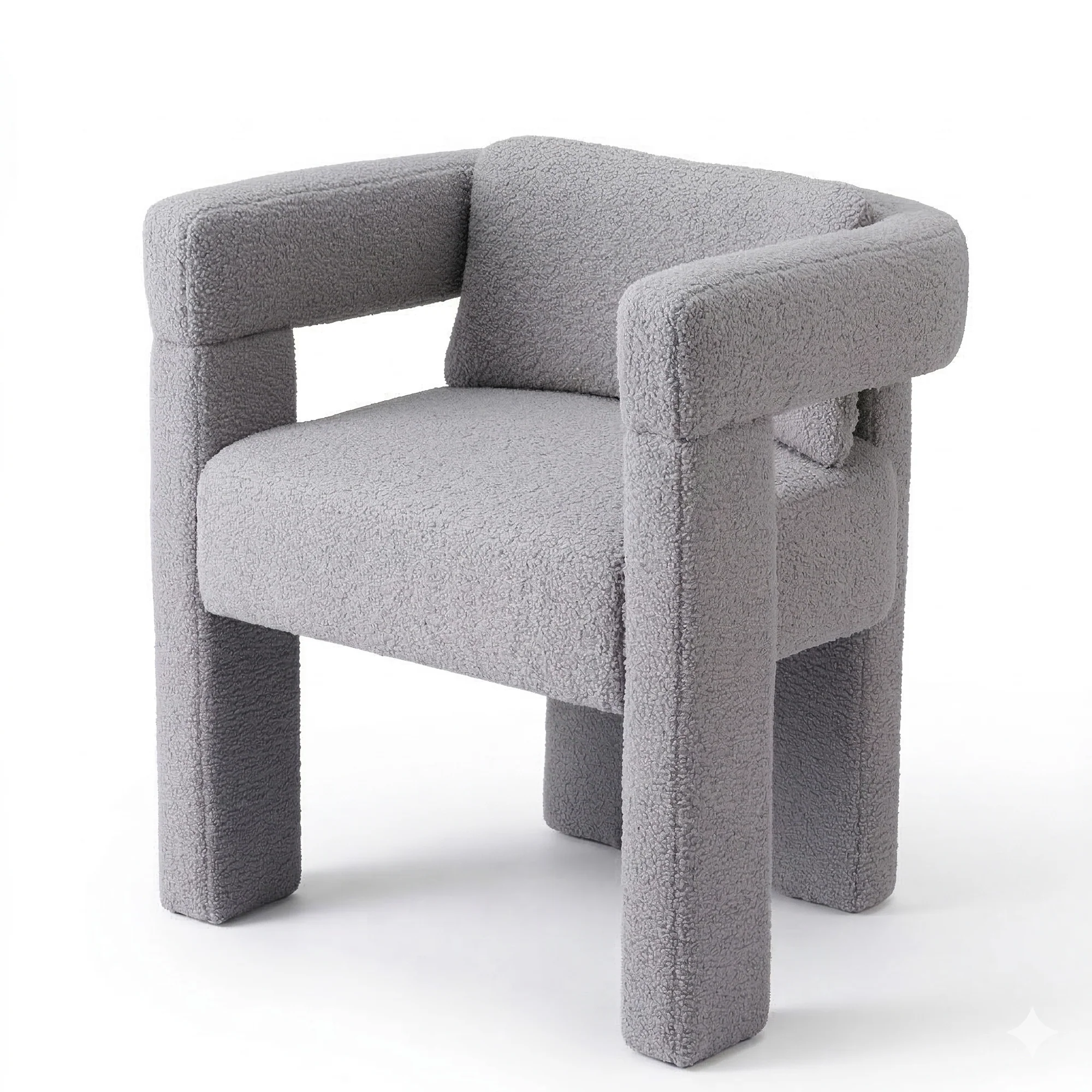 Artiss Armchair Accent Chair Lounge Sofa Couch Boucle Fabric Grey - Image 2