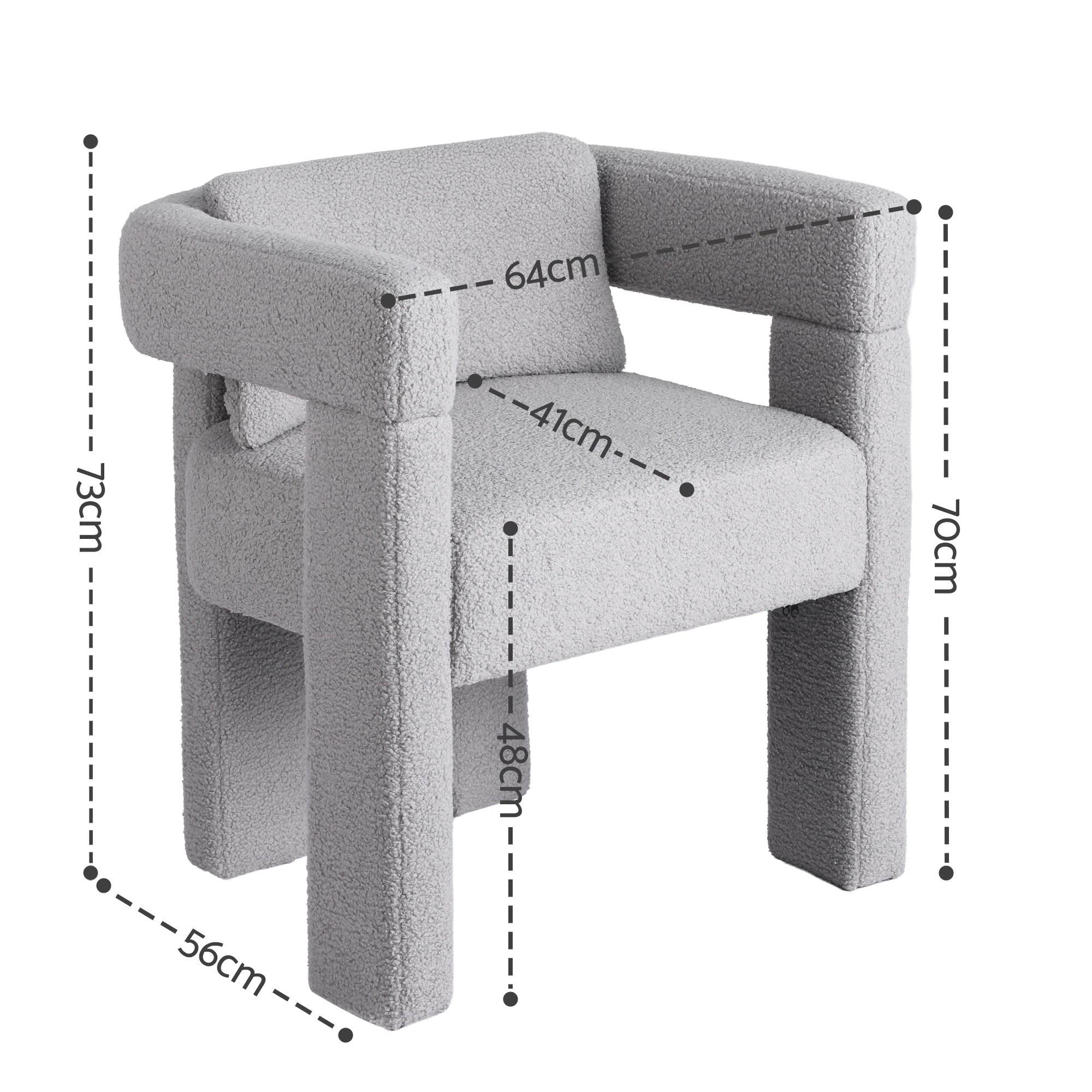 Artiss Armchair Accent Chair Lounge Sofa Couch Boucle Fabric Grey - Image 3