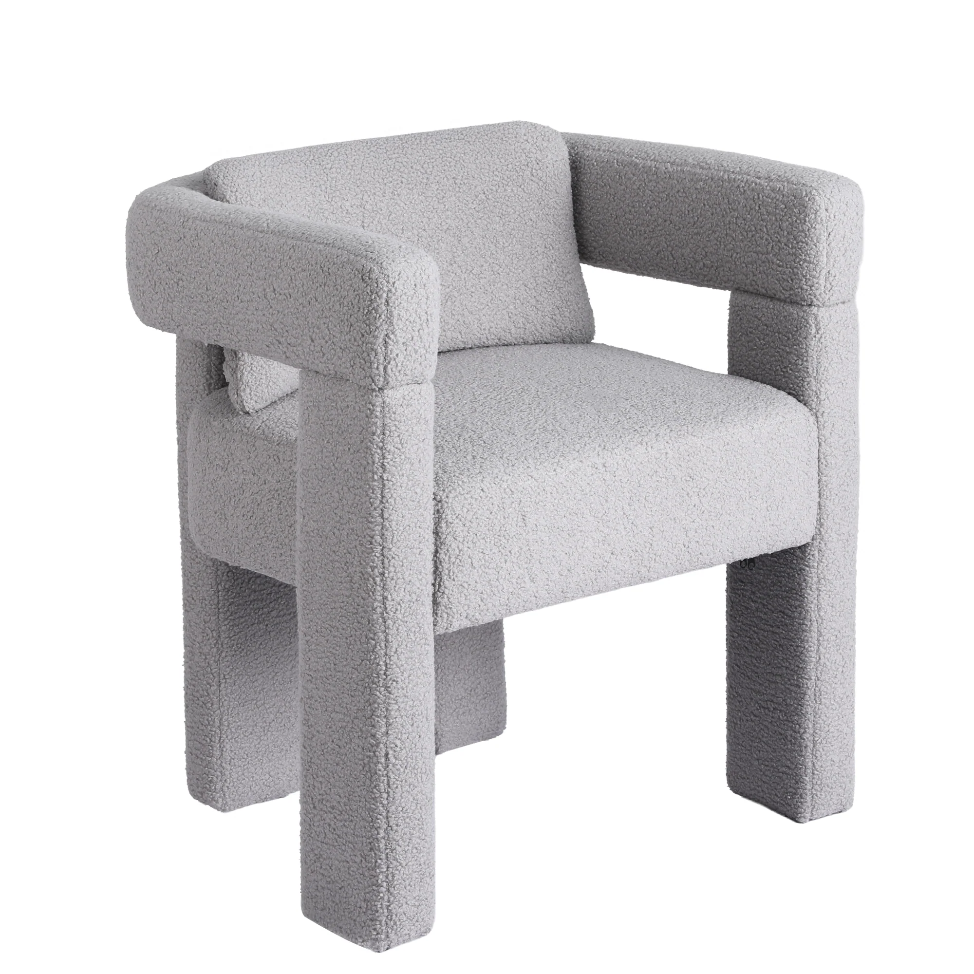 Artiss Armchair Accent Chair Lounge Sofa Couch Boucle Fabric Grey - Image 4