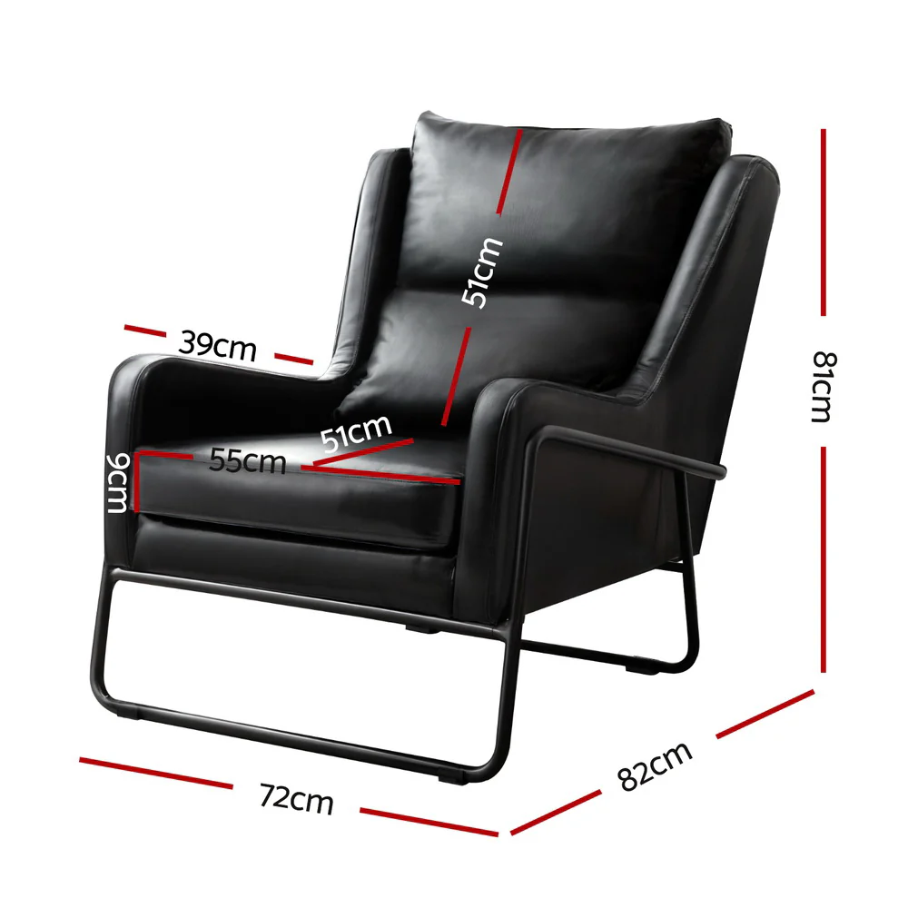 Artiss Armchair Accent Chair PU Leather Wingback Black - Image 3