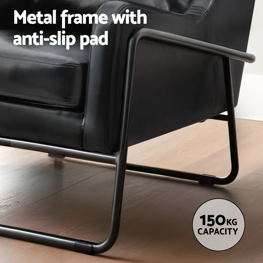 Artiss Armchair Accent Chair PU Leather Wingback Black - Image 7