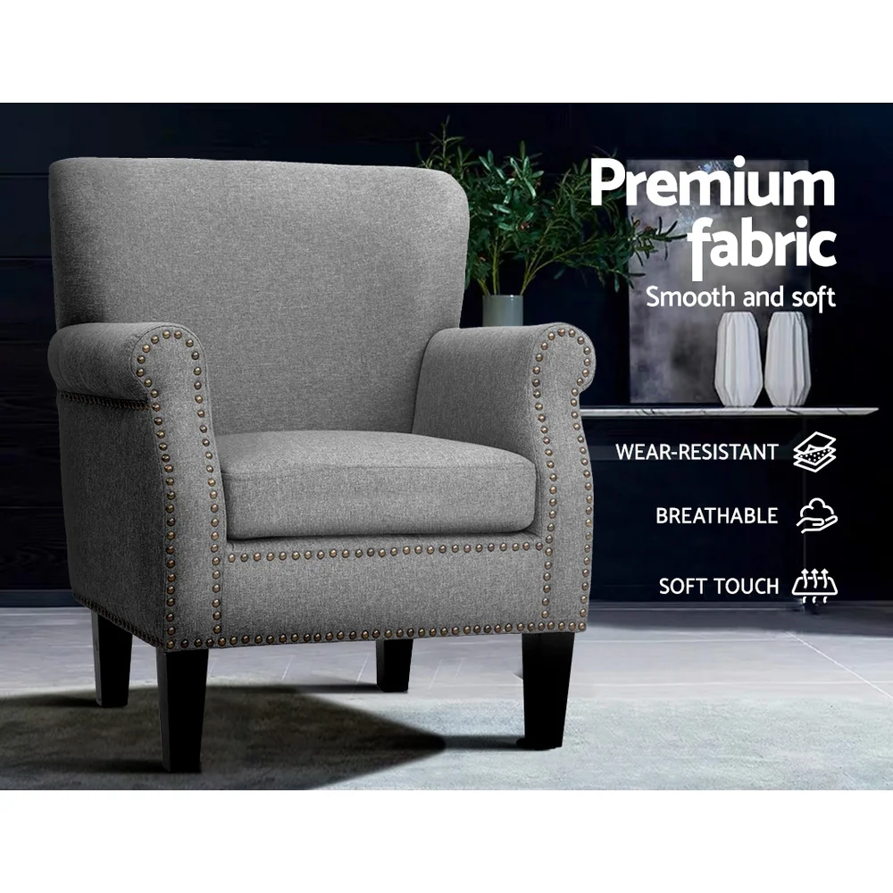 Artiss Oliver Armchair - Grey - Image 4