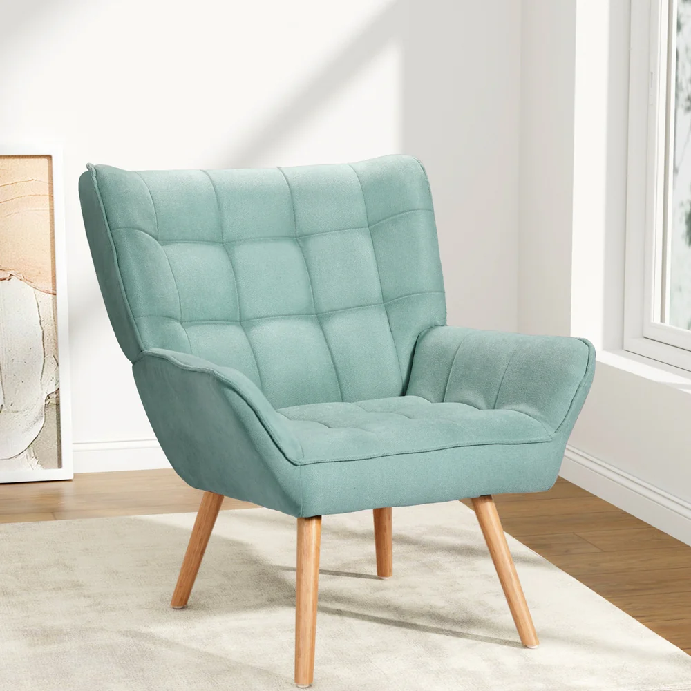 Artiss Armchair Blue Linen Fabric Cindy